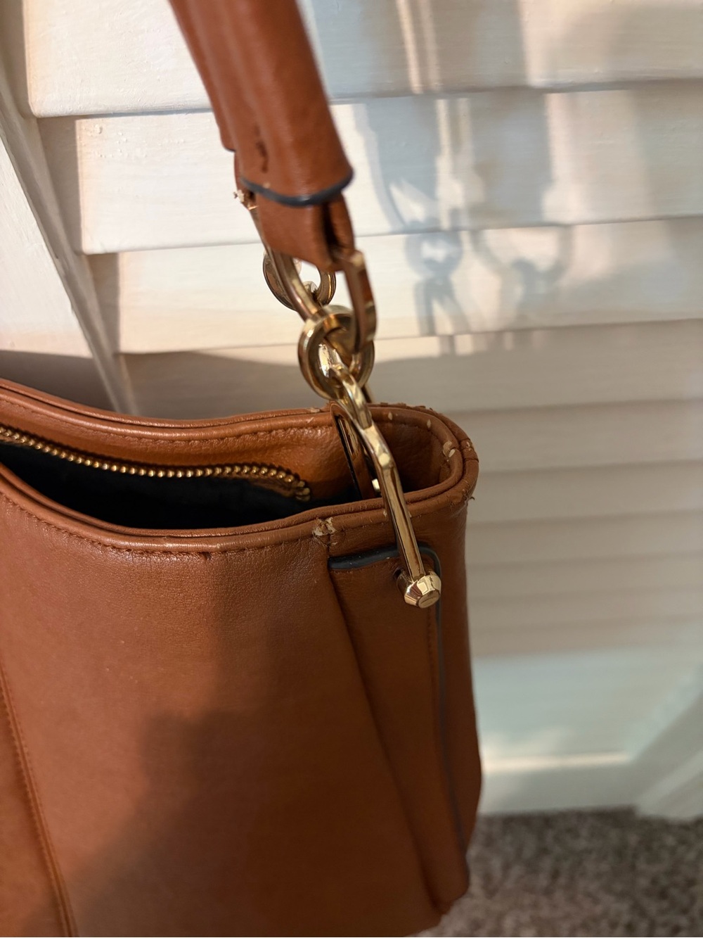 Dune London Brown Leather Shoulder Bag with Tassel - Picture 5 of 6